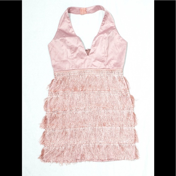 Missguided Dresses & Skirts - Pink Silk Tassel Bodycon Dress